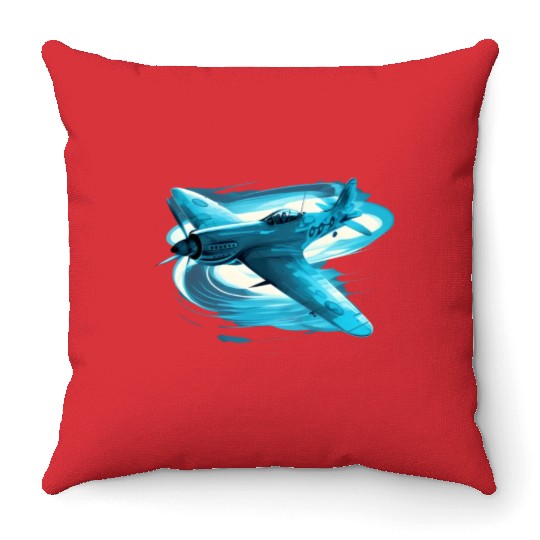 Spitfire Airplane Vintage Pilot Aviator Military Throw Pillows