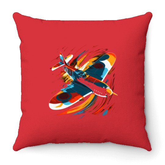 Spitfire Airplane Pilot Aviator Military Warbirds Throw Pillows