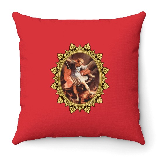 St. Michael the Archangel Icon Dragon Catholic Ang Throw Pillows