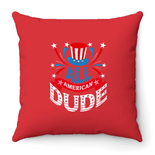 All American Dude American Pride US Patriot Throw Pillows