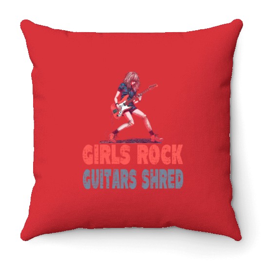 Gilrs Rock Guitar Shrek Throw Pillows