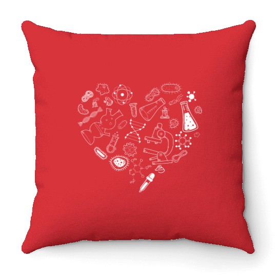 Science Student, Science Teacher Heart Science Throw Pillows