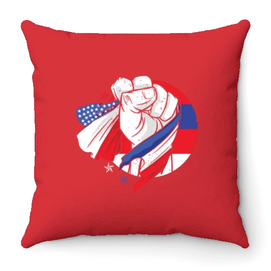 American Pride US Patriots American Fist Loverty Throw Pillows