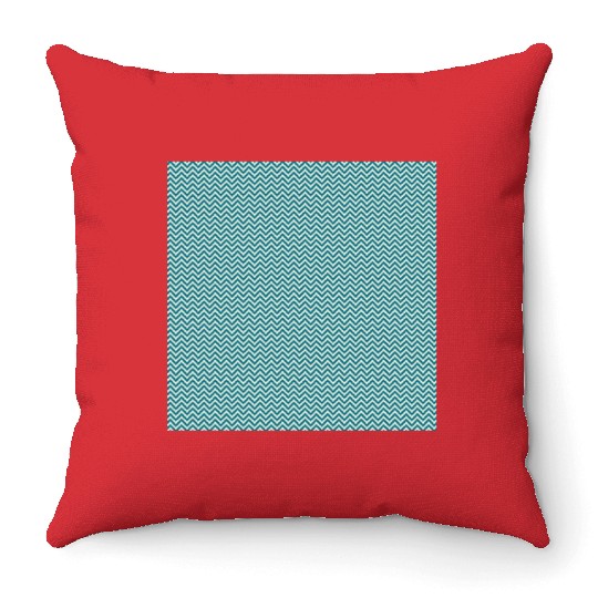 Retro Teal Chevron Pattern Throw Pillows