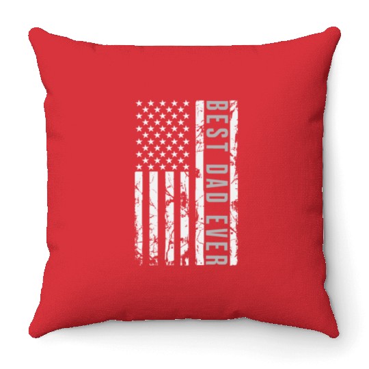 Best Dad Ever American Flag Throw Pillows