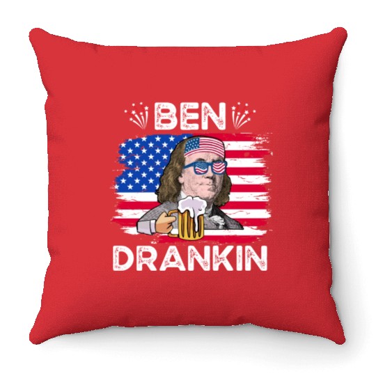 Ben Drankin US President Independence Day Throw Pillows