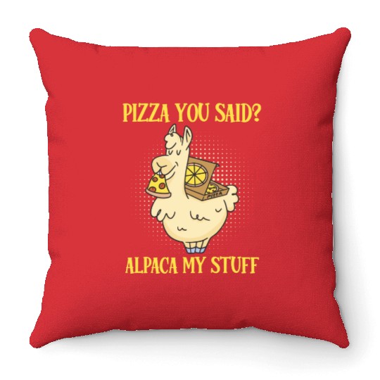 Alpaca My Bags Pizza You Said Pizza Lover 80s Throw Pillows