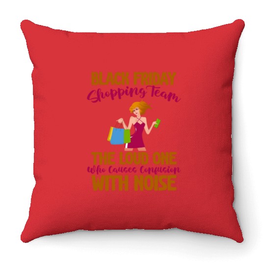 Black Friday Shopping Team 4 Throw Pillows