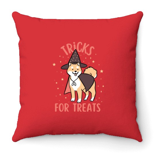Tricks For Treats Shiba Inu Throw Pillows