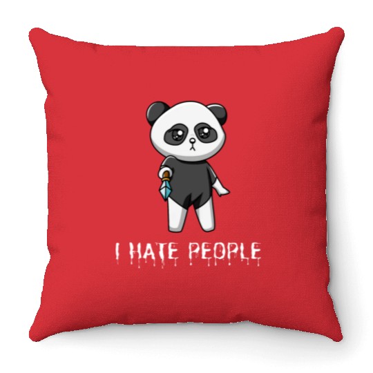 I Hate People Sarcastik Sayings From Panda Throw Pillows