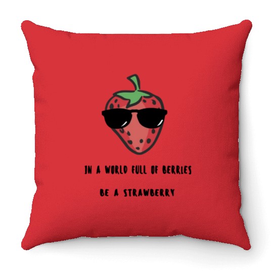 Strawberry world Throw Pillows