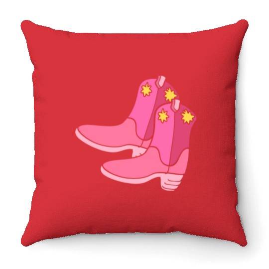 Pink Cowgirl Boots Cowgirl Throw Pillows