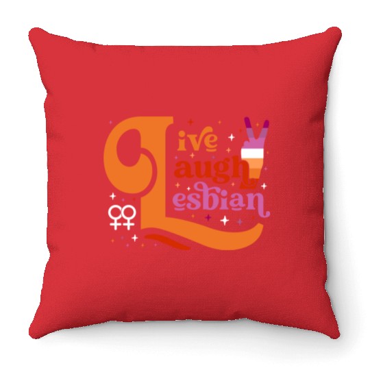 Live Laugh Lesbian Flag Pride Women Retro gift Throw Pillows