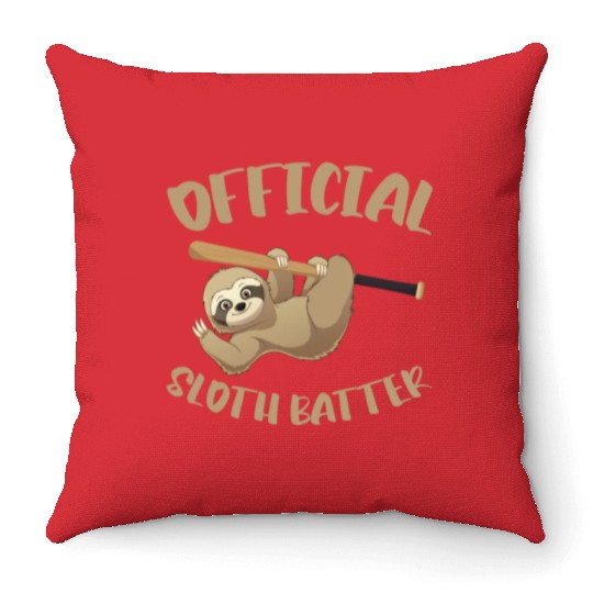 Sloth Bat Sloth Baseball Throw Pillows