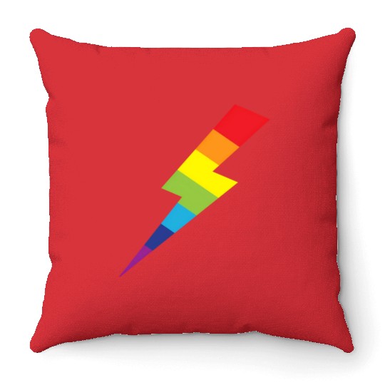 Awesome Rainbow Lightning Bolt Print Throw Pillows