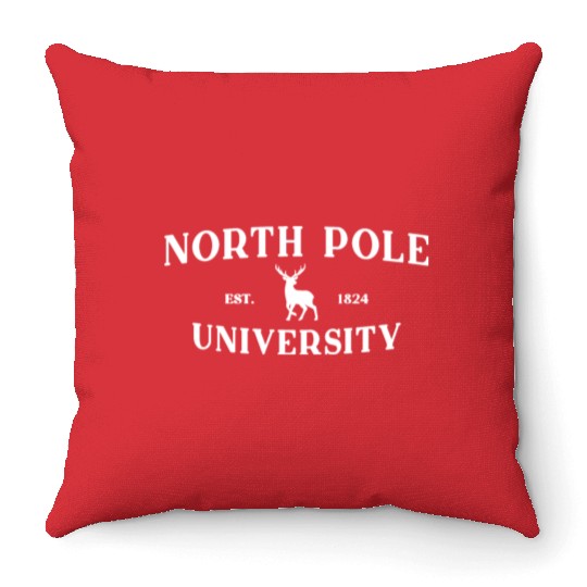 North Pole University - Reindeer - Merry Christmas Throw Pillows