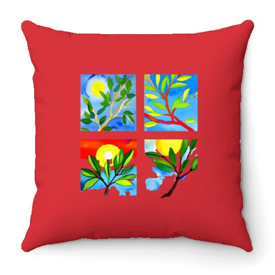 Laughing Olive Branch - Sustainable Harmony Throw Pillows