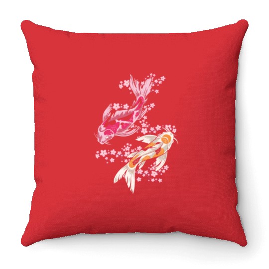 Hilarious Japan Pondfish Goldfish Chagoi Catfish Throw Pillows