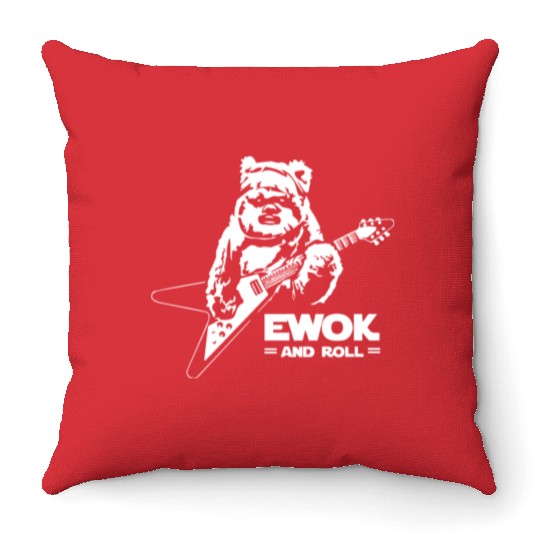 New Ewok And Roll Guitar Funny Throw Pillows