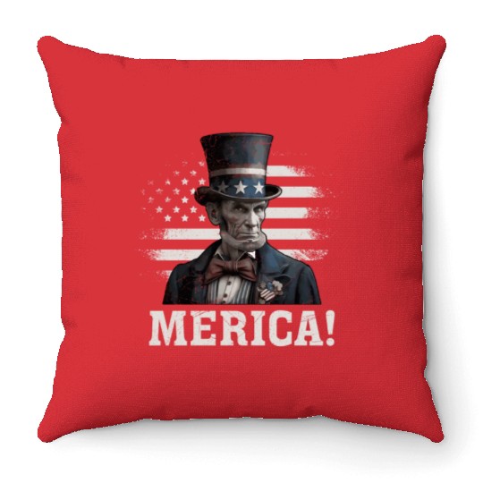 Merica Lincoln President Independence Day Party Throw Pillows