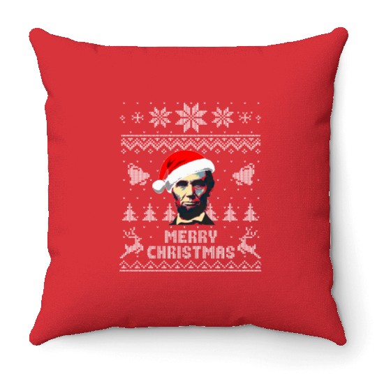 Abraham Lincoln Merry Christmas Throw Pillows