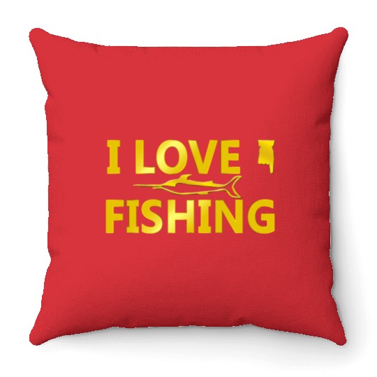 Love To Fishing Throw Pillows