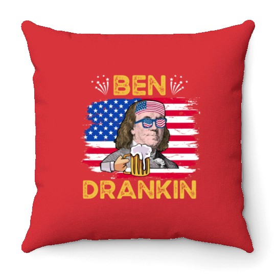 Ben Drankin US President Independence Day Throw Pillows