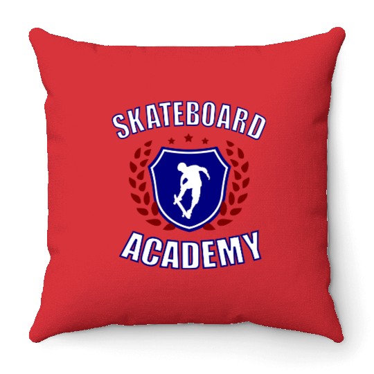 Skateboard Academy Throw Pillows