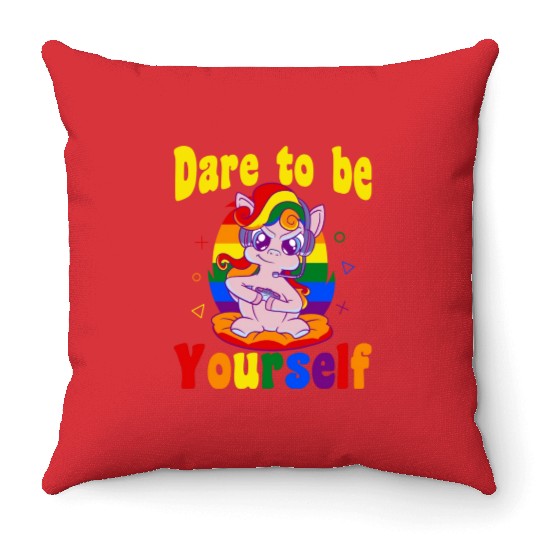 Dare to be Gaymer Lesbian Girl Gamer gift Throw Pillows