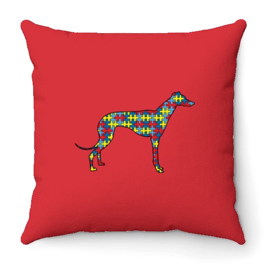 Greyhound Autism Awareness Dog Pet Puzzle Day Mom Throw Pillows