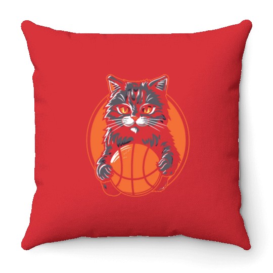Basketball Cat Basketball Player I Love Basketball Throw Pillows