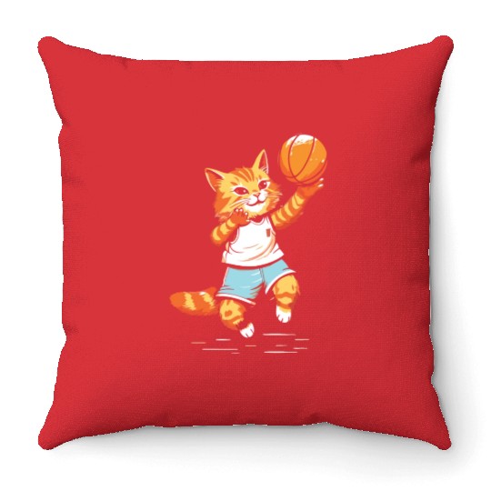 Basketball Cat Basketball Player I Love Basketball Throw Pillows