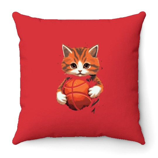 Basketball Cat Basketball Player I Love Basketball Throw Pillows
