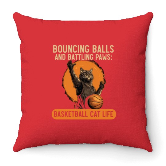 Basketball Cat Basketball Player I Love Basketball Throw Pillows