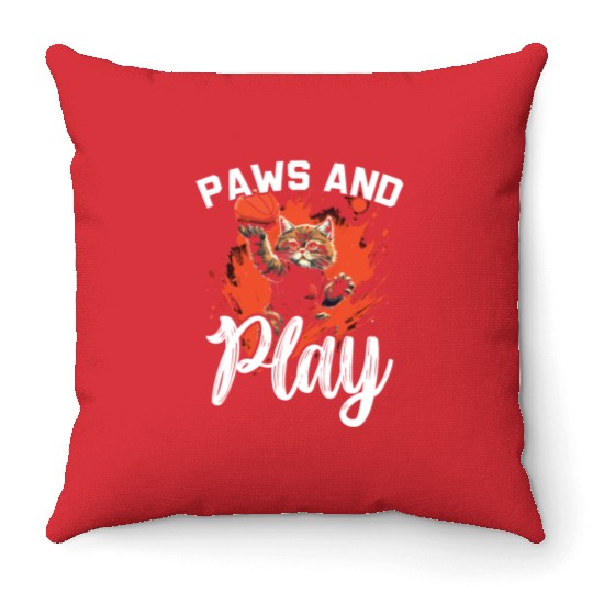Basketball Cat Basketball Player I Love Basketball Throw Pillows