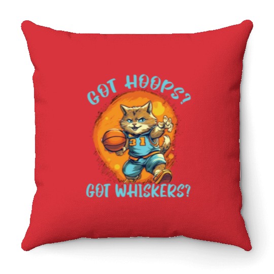 Basketball Cat Basketball Player I Love Basketball Throw Pillows