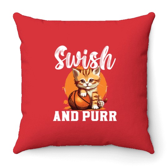 Basketball Cat Basketball Player I Love Basketball Throw Pillows