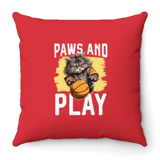 Basketball Cat Basketball Player I Love Basketball Throw Pillows