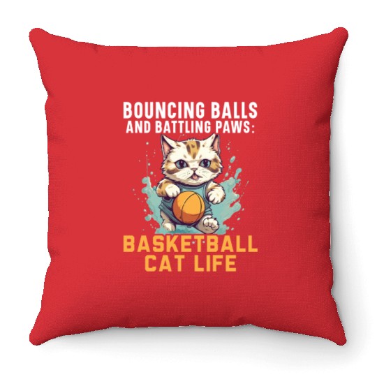 Basketball Cat Basketball Player I Love Basketball Throw Pillows