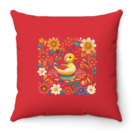 Joyful Duck Pond Throw Pillows