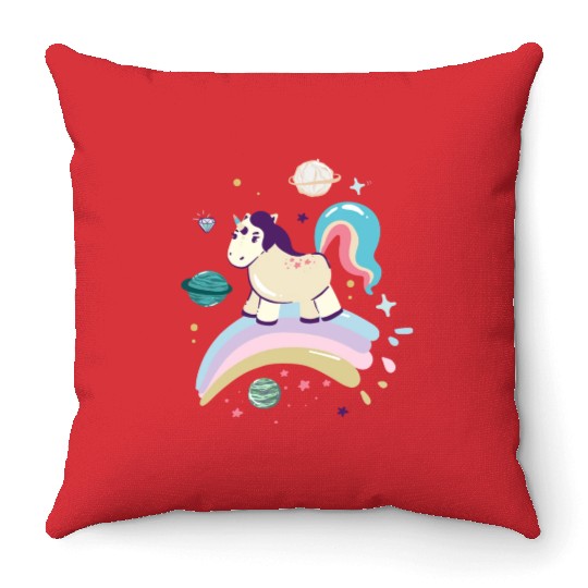 Unicorn rainbow Throw Pillows