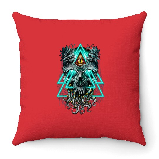 Cthulhu illuminati evil monster Throw Pillows