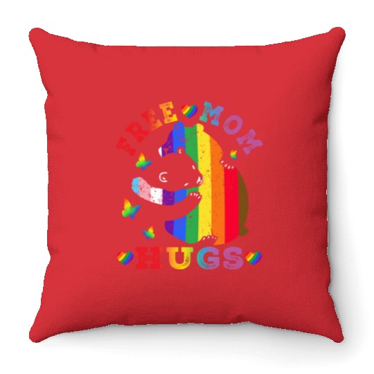 Gay LGBT Pride Mama Bear For Women Free Mom Hugs Throw Pillows