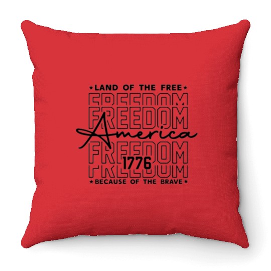 Land of the free girl Throw Pillows