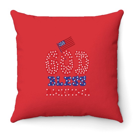 PATRIOTIC DAY GOD BLESS AMERICA Throw Pillows