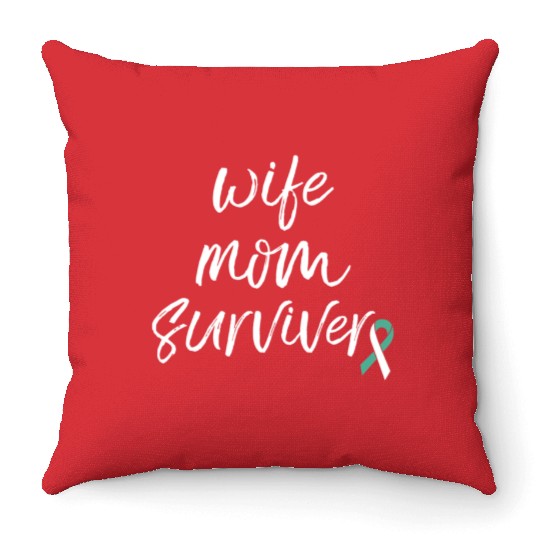 Cervical Cancer Awareness Products Ribbon Survivor Throw Pillows