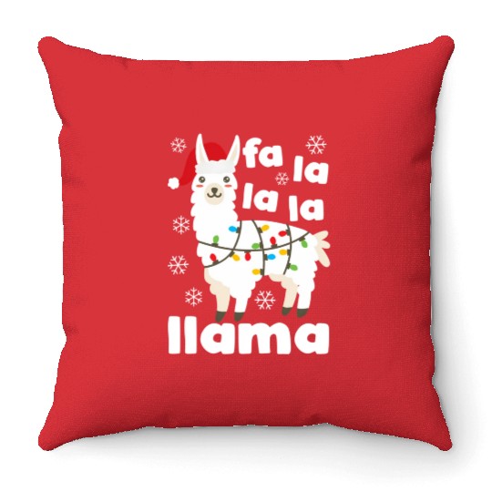 Fa La La Llama Falala Kawaii Snow Lamb Throw Pillows