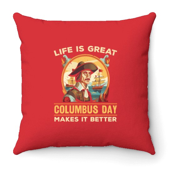 Christopher Columbus Italian American Columbus Day Throw Pillows