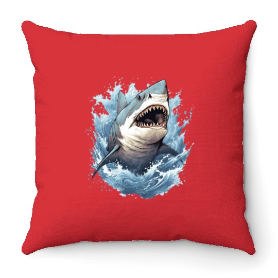Captivating Shark Depiction Throw Pillows