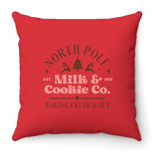 North Pole Milk Cookie Co tumblr green Throw Pillows